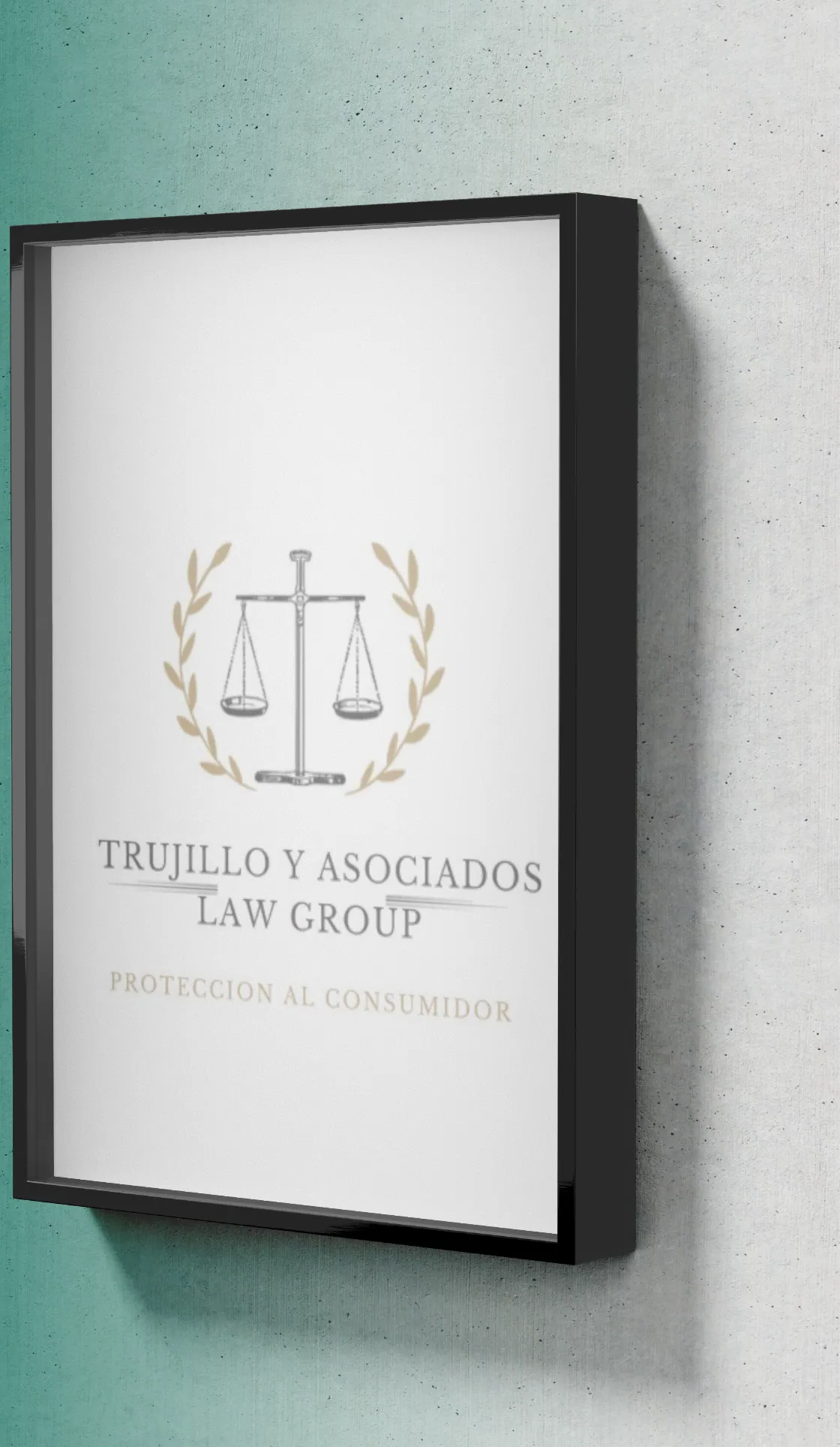 Logo de Trujillo y Asociados con un diseño de balanza de justicia